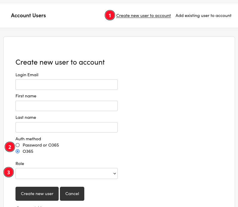 User role settings